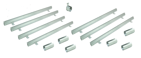 Schlitzrinnen Set 7 Stück Edelstahl 1 Meter Bauhöhe 75mm, 6 x Verbinder, 1 x Endstück, 1 x Dichtmittel, 1 x Schnurwasserwaage
